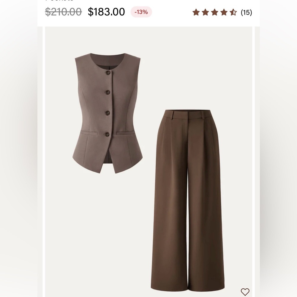 OGL Brown Wide Leg Pants with Matching Vest
